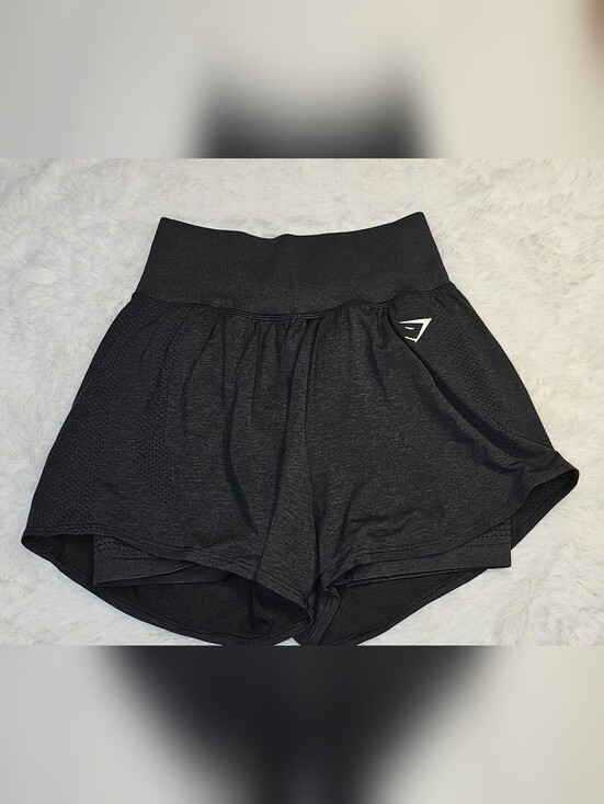 Gymshark Pants - Gymshark Energy+ Seamless 2-in-1 Shorts - Black Marl - Size Medium